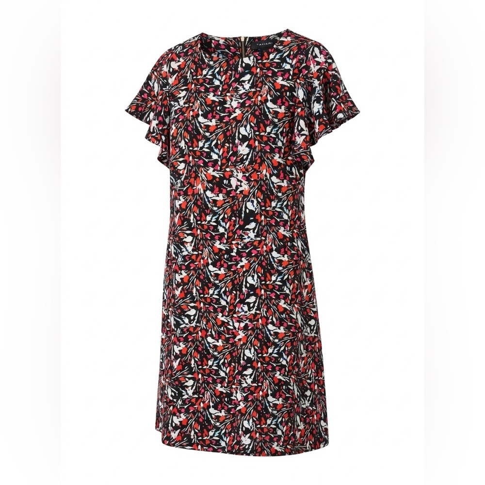 Tahari Black and Red Floral Midi Dress